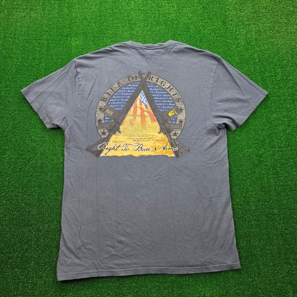 Bill of Rights Right To Bear Arms‎ Tshirt Mens Large Blue 2nd Amendment Guns Tee